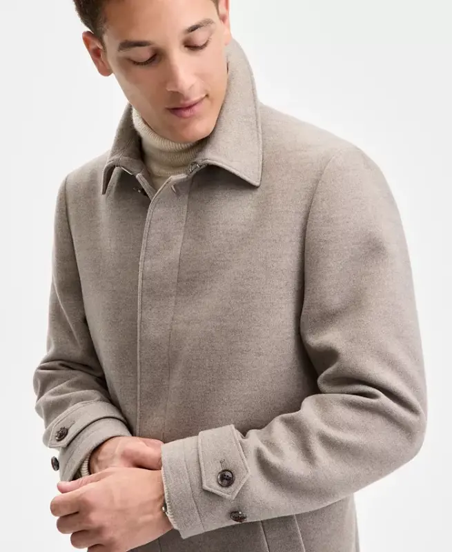 Men Classic Fit Car Coat - Taupe - TOMMY HILFIGER