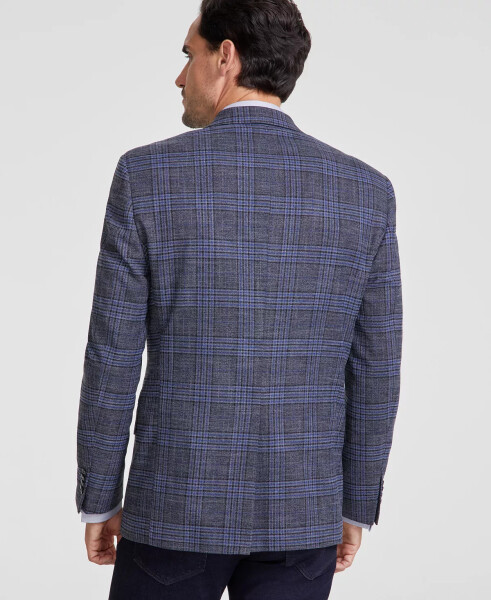 Men Classic-Fit Plaid Sport Coat Grey Blue - 3