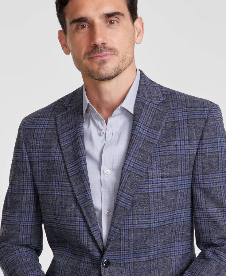 Men Classic-Fit Plaid Sport Coat Grey Blue - 4