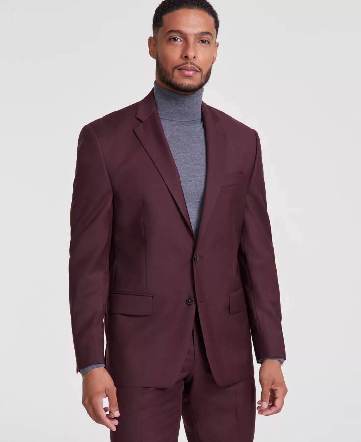 Men Classic-Fit Wool-Blend Suit Separate Jacket Burgundy - 1