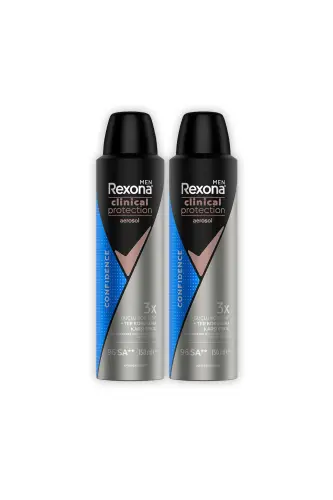 Men Clinical Protection Spray Deodorant Confidence 96 Hours Protection 150 Ml X2 - REXONA (1)
