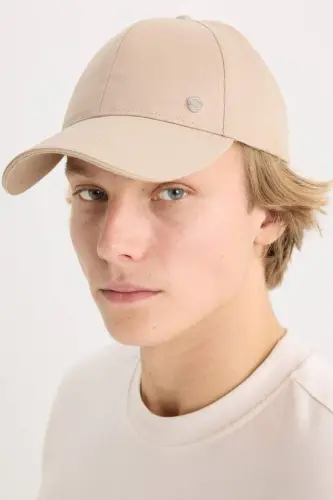 Men Cotton Baseball Basketball Cap Beige - 1