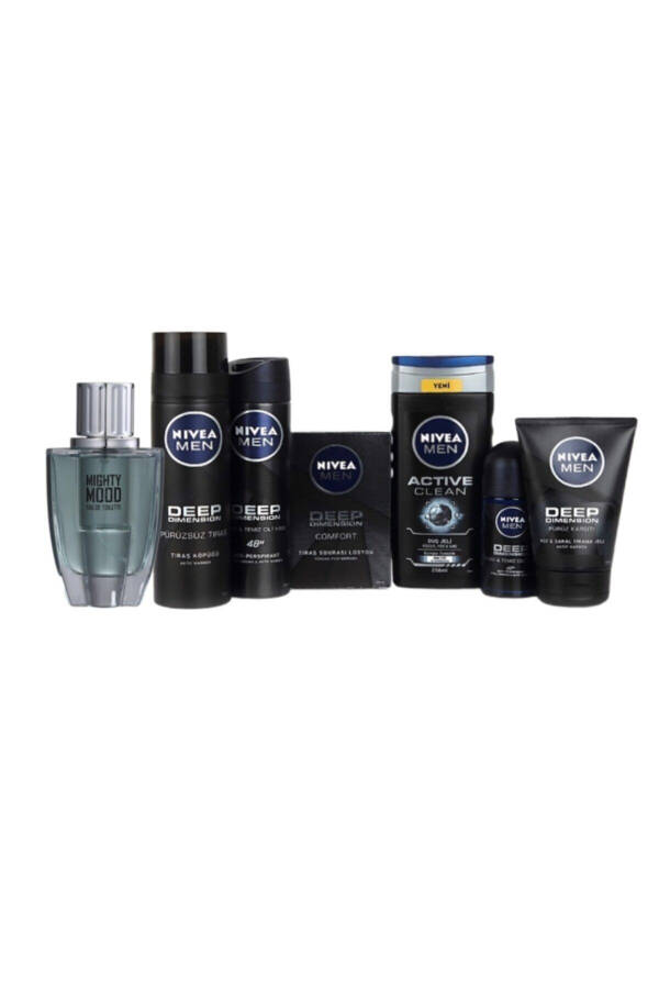 Men Deep Dimension Men's Skin Care Set + Mighty Mood 100 Ml Edt Men's Perfume - 1