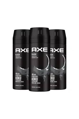 Men Deodorant & Bodyspray Black 48 Hours Impressive Scent Body Spray 150 ml X3 Pack - AXE (1)