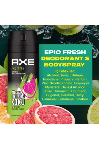 Men Deodorant & Bodyspray Epic Fresh 48 Hours Impressive Scent 150 ml X3 - 8