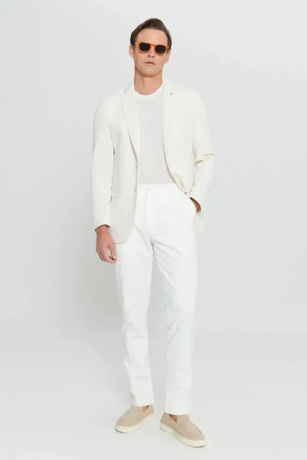 Men Ecru 360 All Ways Stretch Cotton Flexible Slim - 2