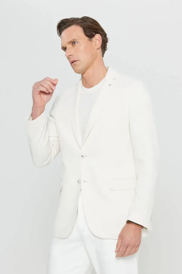 Men Ecru 360 All Ways Stretch Cotton Flexible Slim - 3