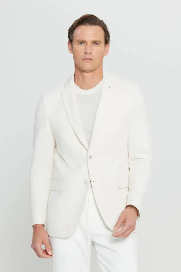 Men Ecru 360 All Ways Stretch Cotton Flexible Slim - 4