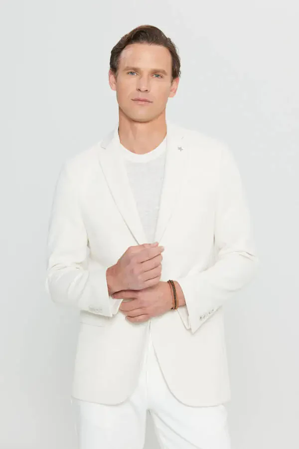 Men Ecru 360 All Ways Stretch Cotton Flexible Slim - 6