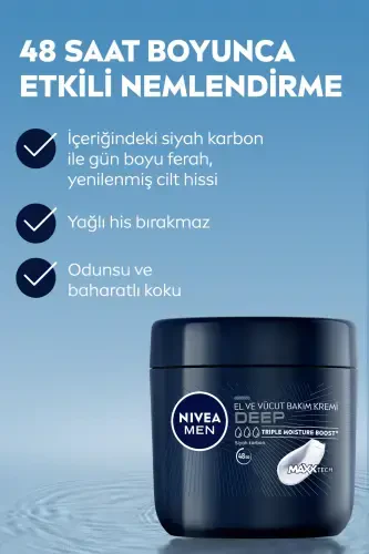 MEN Erkaklar uchun qo'l va tana kremi Deep Impact 400ml, 48 soat namlantirish, shaxsiy parvarish - 4