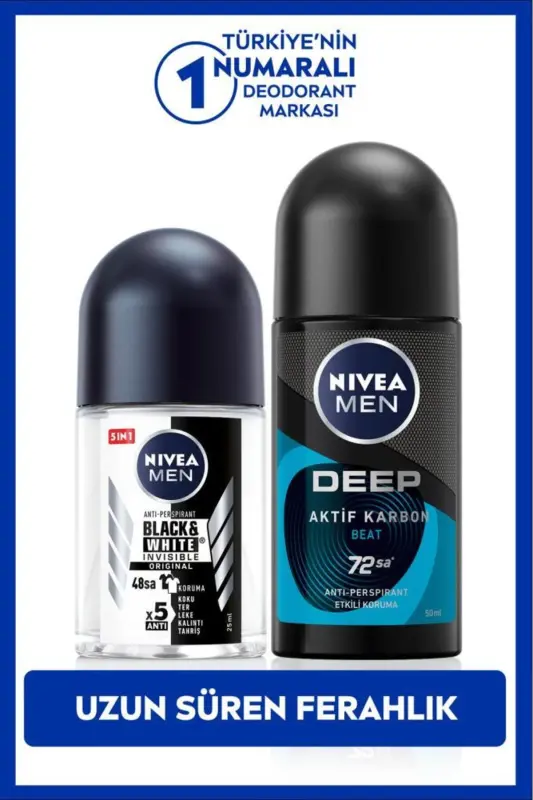 Men Erkaklar uchun roll-on dezodorant Deep Beat 50ml va Mini Roll-on Black&white Original 25ml - 2