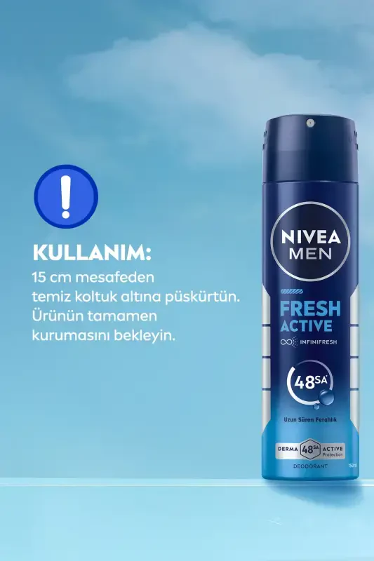 MEN Erkaklar uchun Sprey Deodorant Fresh Active 150ml, Mini Roll-on Fresh Active 25ml, 48 soat Ter Himoyasi - 5