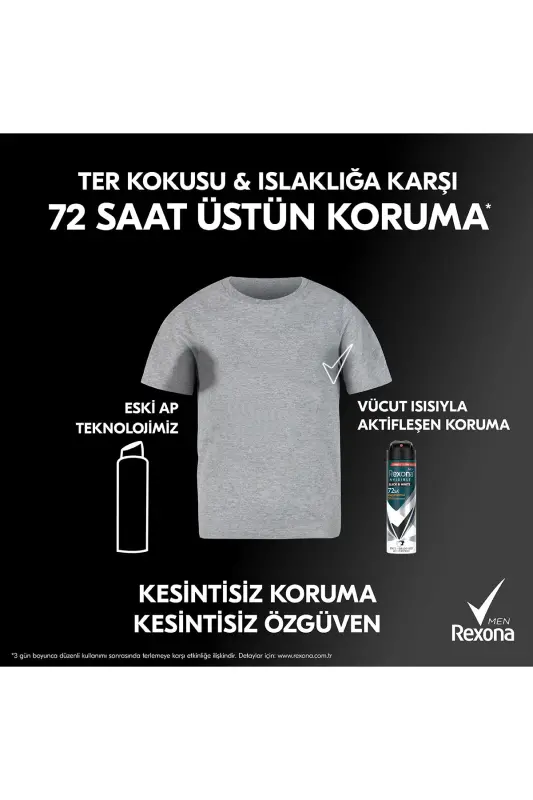 Men Erkaklar uchun Sprey Deodorant Ko'rinmas Qora & Oq 72 Soat Uzluksiz Yuqori Himoya 150 ml X3 - 7