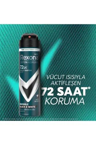 Men Erkaklar uchun Sprey Deodorant Ko'rinmas Qora & Oq 72 Soat Uzluksiz Yuqori Himoya 150 ml X3 - 3