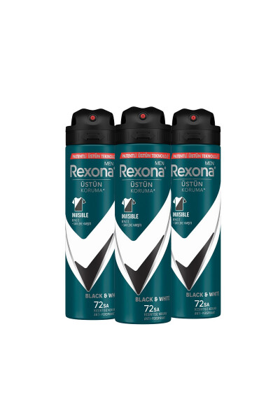 Men Erkaklar uchun Sprey Deodorant Ko'rinmas Qora & Oq 72 Soat Uzluksiz Yuqori Himoya 150 ml X3 - 18