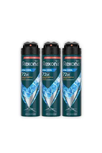Men Erkaklar uchun Sprey Deodorant Xtra Cool 72 soat uzluksiz ustun himoya 150 ml X3 - REXONA (1)