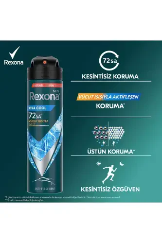 Men Erkaklar uchun Sprey Deodorant Xtra Cool 72 soat uzluksiz ustun himoya 150 ml X3 - 6