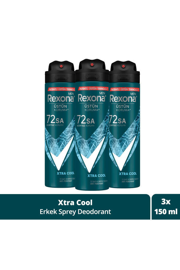 Men Erkaklar uchun Sprey Deodorant Xtra Cool 72 soat uzluksiz ustun himoya 150 ml X3 - 9