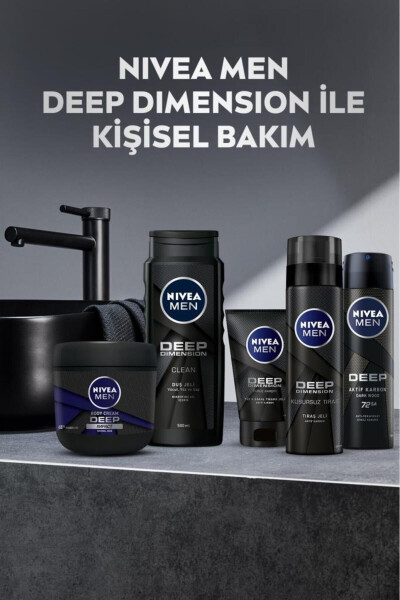 MEN Erkaklar uchun yuz va soqol tozalash jeli Deep Dimension 100ml, terini tozalaydigan, faol uglerod - 12