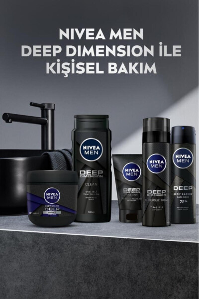 MEN Erkaklar uchun yuz va soqol tozalash jeli Deep Dimension 100ml, terini tozalaydigan, faol uglerod - 6