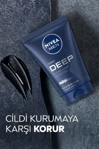 MEN Erkaklar uchun yuz va soqol tozalash jeli Deep Dimension 100ml, terini tozalaydigan, faol uglerod - 4