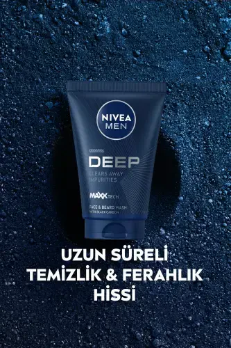 MEN Erkaklar uchun yuz va soqol tozalash jeli Deep Dimension 100ml, terini tozalaydigan, faol uglerod - 6