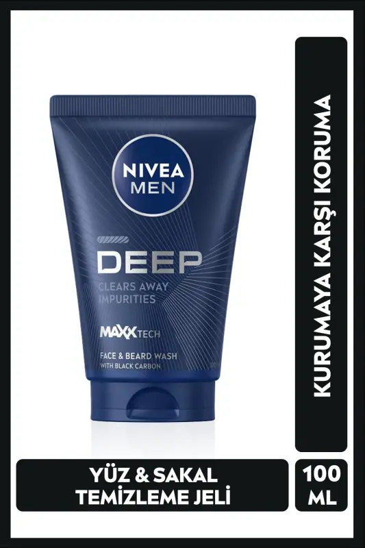 MEN Erkaklar uchun yuz va soqol tozalash jeli Deep Dimension 100ml, terini tozalaydigan, faol uglerod - 1