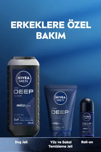 MEN Erkaklar uchun yuz va soqol tozalash jeli Deep Dimension 100ml, terini tozalaydigan, faol uglerod - 7
