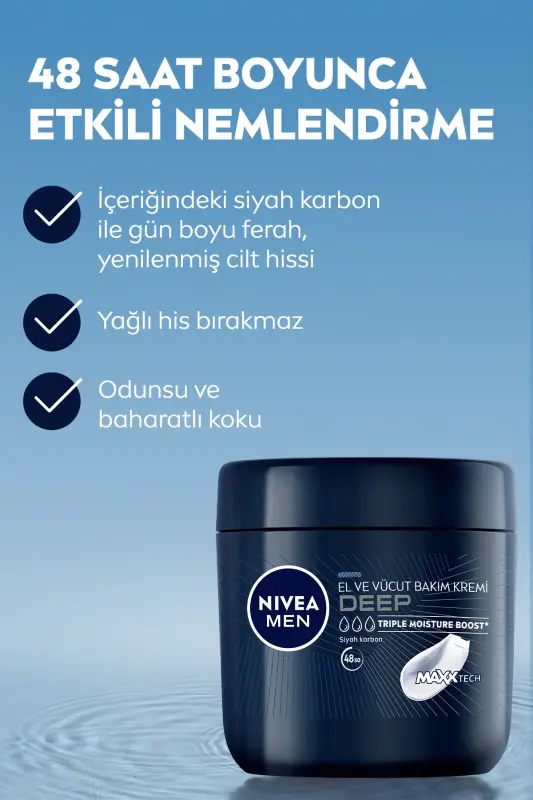 MEN Erkek Deep El ve Vücut Bakım Kremi 400ml, 48 Saat Nemlendirici, Yapışkan His Bırakmaz - 4
