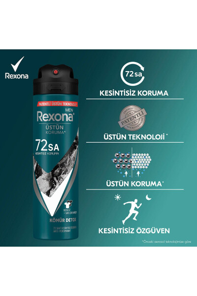 Men Erkek Sprey Deodorant Kömür Detox 72 Saat Kesintisiz Üstün Koruma 150 ml X3 - 14