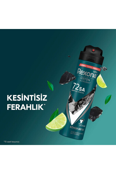 Men Erkek Sprey Deodorant Kömür Detox 72 Saat Kesintisiz Üstün Koruma 150 ml X3 - 5