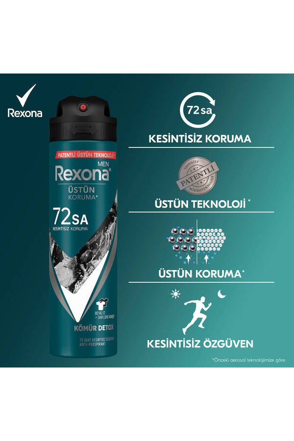 Men Erkek Sprey Deodorant Kömür Detox 72 Saat Kesintisiz Üstün Koruma 150 ml X3 - 22