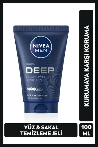 MEN Erkek Yüz ve Sakal Temizleme Jeli Deep Dimension 100ml, Cilt Arındırıcı, Aktif Karbon - NIVEA (1)