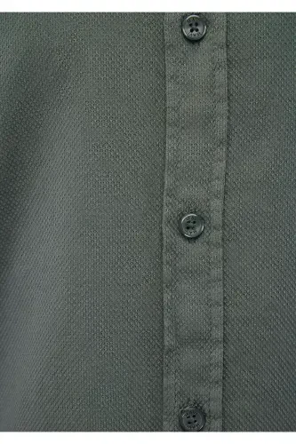 Men Green M0211091-85370 Honeycomb Fabric Shirt - MAVI (1)