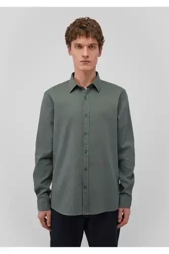 Men Green M0211091-85370 Honeycomb Fabric Shirt - 5