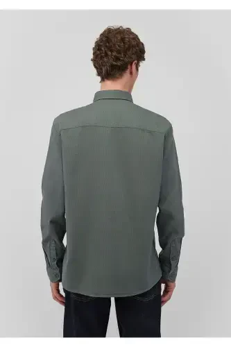 Men Green M0211091-85370 Honeycomb Fabric Shirt - 6