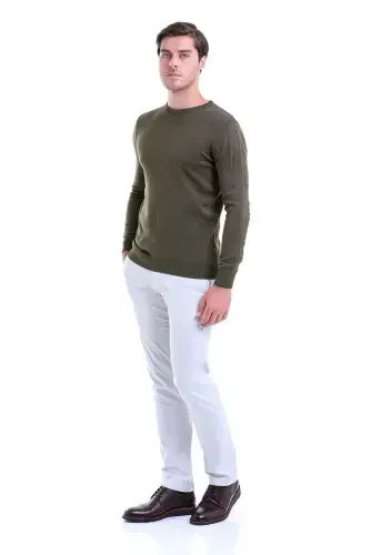 Men Green Regular Fit Plain Crew Neck Knitwear Ka - 3
