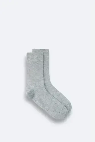 Men Grey Plain Bamboo Sock B008505-Grey - AVVA (1)