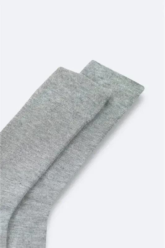 Men Grey Plain Bamboo Sock B008505-Grey - 3