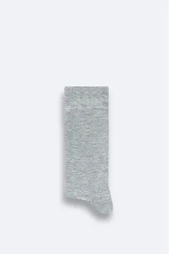 Men Grey Plain Bamboo Sock B008505-Grey 