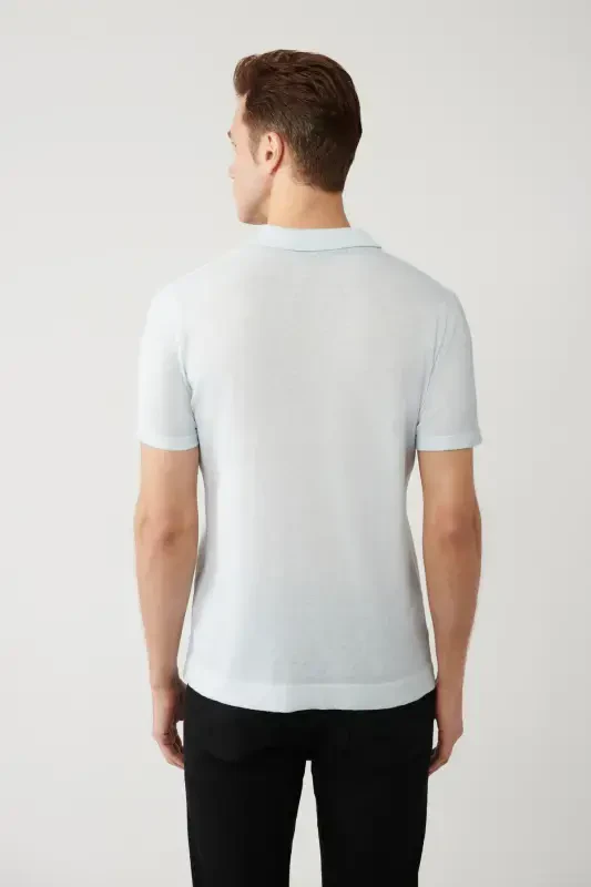 Men Light Blue Polo - 4