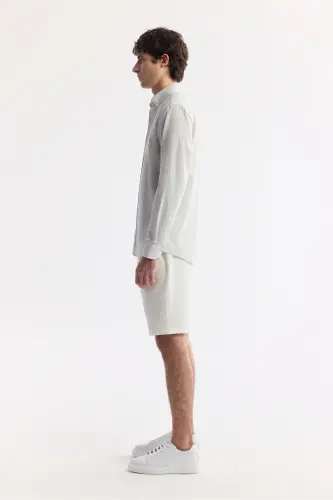 Men Light Gray Button-Down Collar Easy Iron Cotton - 3