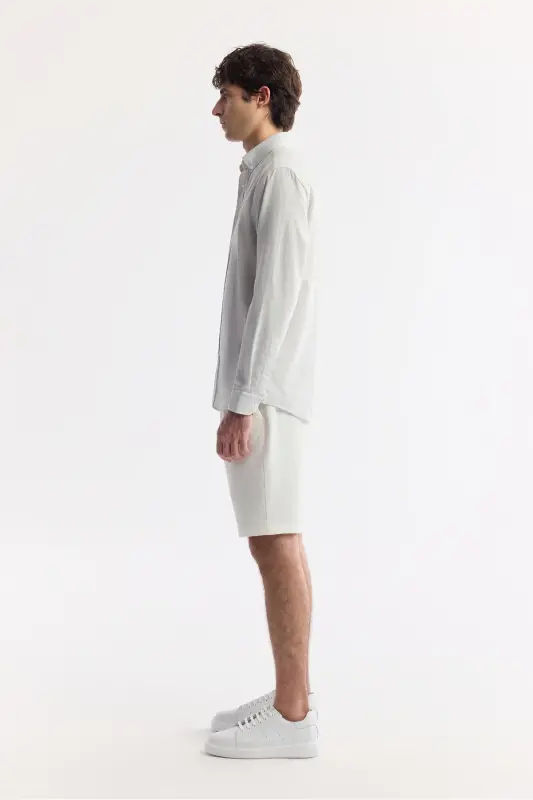 Men Light Gray Button-Down Collar Easy Iron Cotton - 3