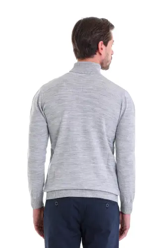 Men Light Gray Regular Fit Turtleneck Knit Sweater - 5