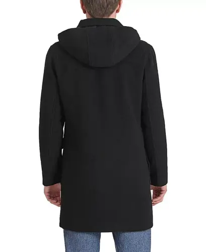 Men Mason Wool Blend Duffle Toggle Coat-Black - 3