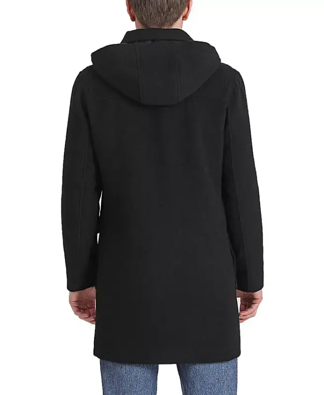 Men Mason Wool Blend Duffle Toggle Coat-Black - 3