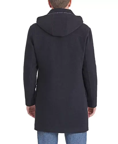 Men Mason Wool Blend Duffle Toggle Coat - Navy - 3
