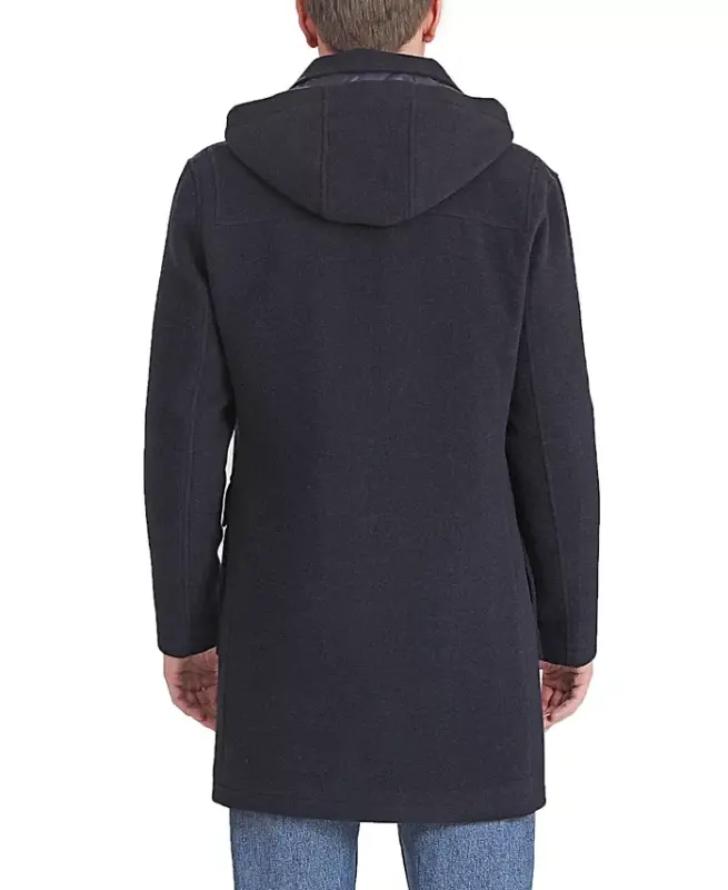 Men Mason Wool Blend Duffle Toggle Coat - Navy - 3