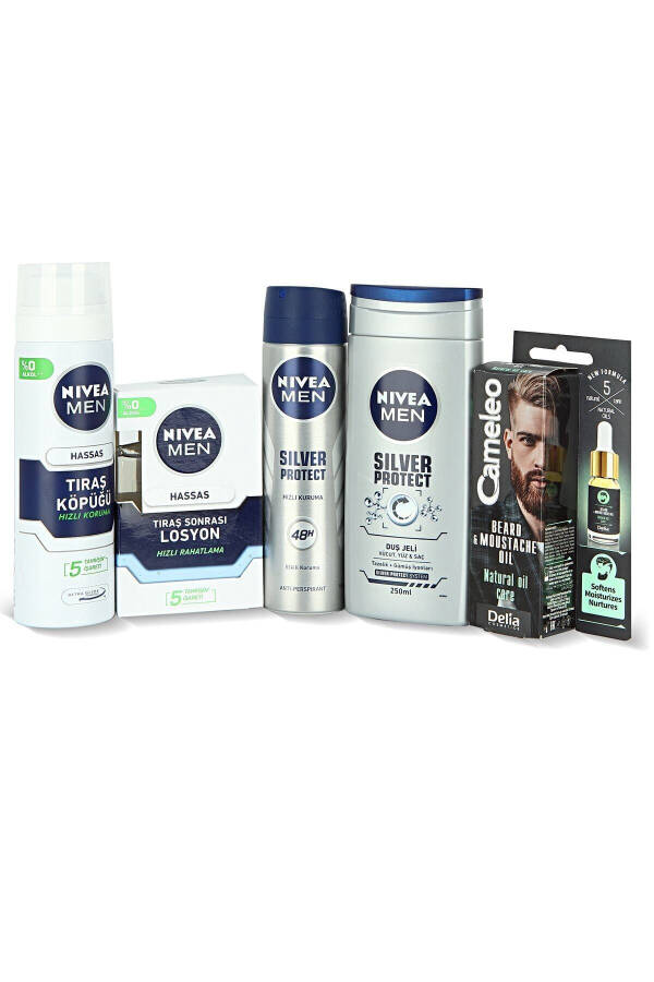 Men Men Silver Protect Skin Care Set + Cameleo Beard & Moustache Serum 10 ml - 1