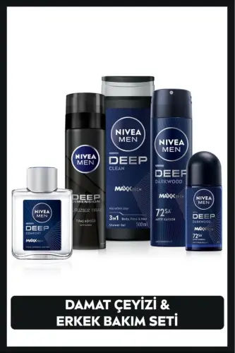 MEN Men's Gift Set, Shower Gel 500ml, Spray Deodorant 150ml, Shaving Foam 200ml, Lotion 100ml, Roll-on - NIVEA (1)